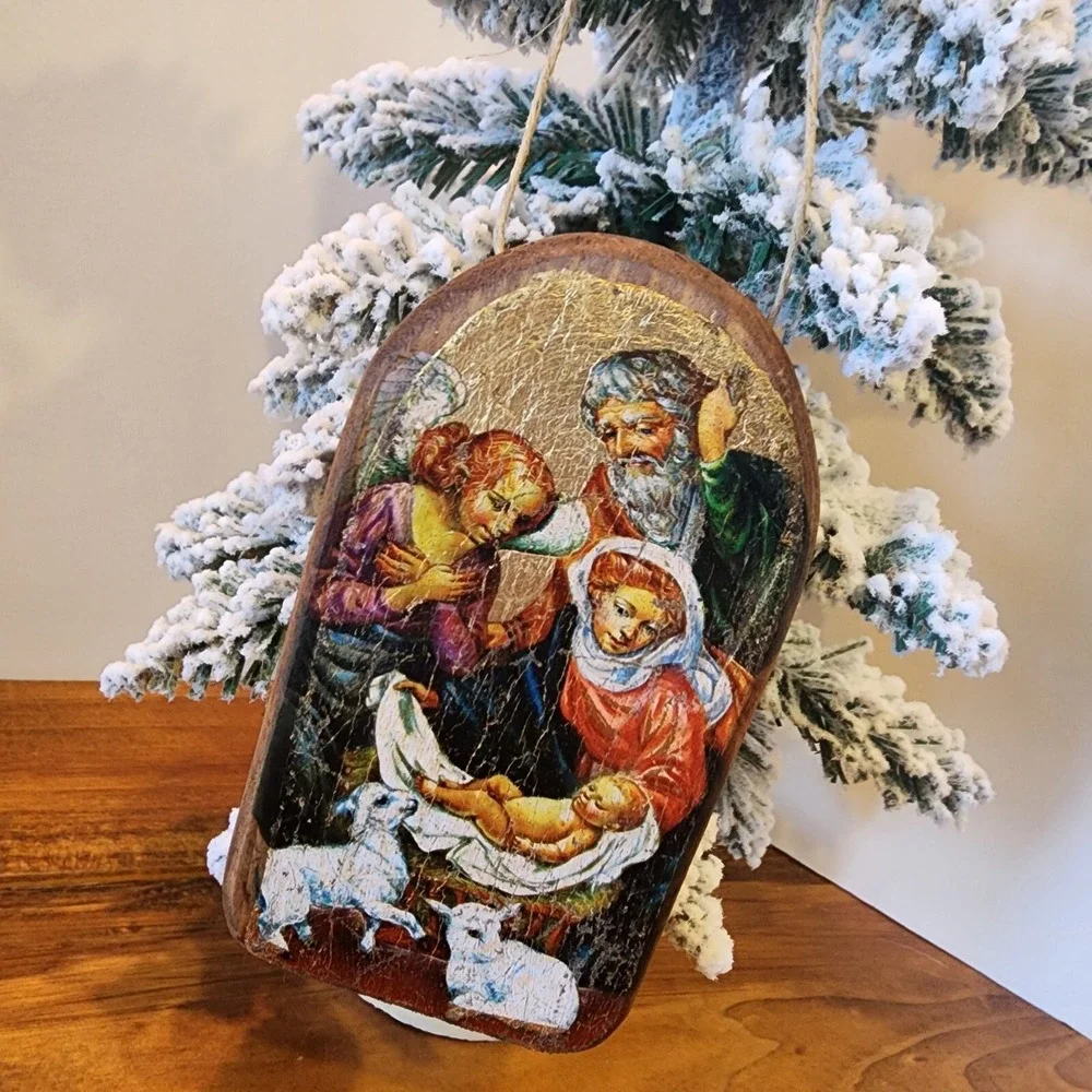 G. DeBrekht Wood Christmas Ornament The Holy Family Religious Decor Nativity EUC